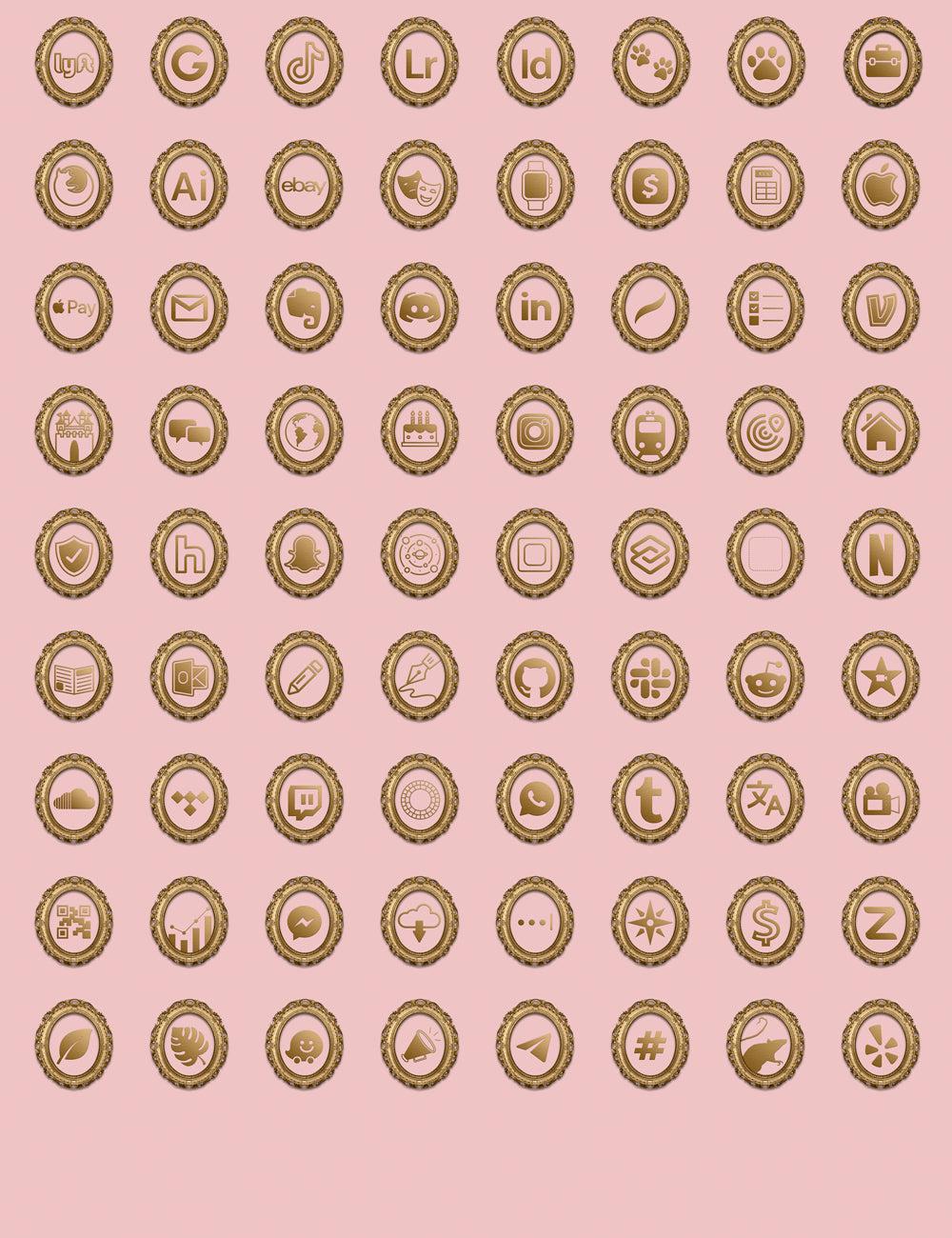 Rococo Theme iOS Icon Pack - Gold & Pink