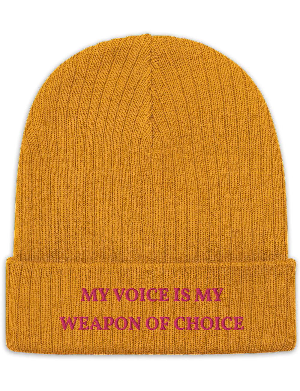 "Weapon of Choice" Ribbed Knit Embroidered Beanie