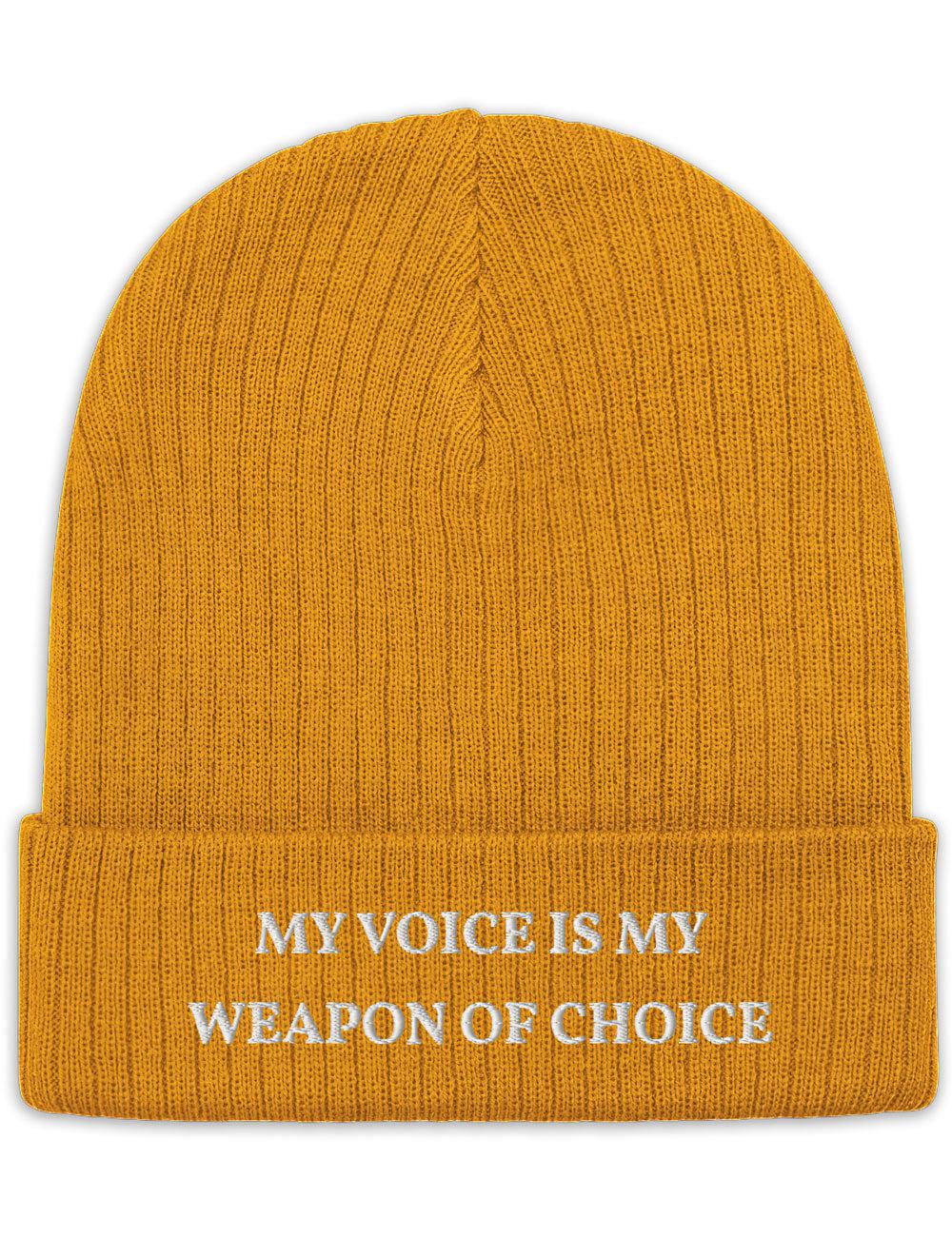 "Weapon of Choice" Ribbed Knit Embroidered Beanie