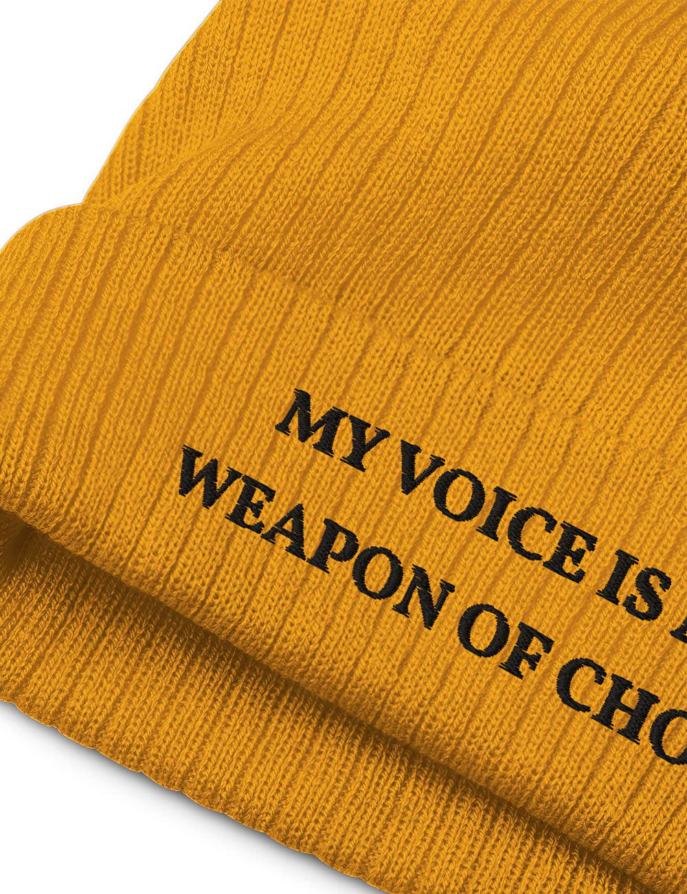 "Weapon of Choice" Ribbed Knit Embroidered Beanie