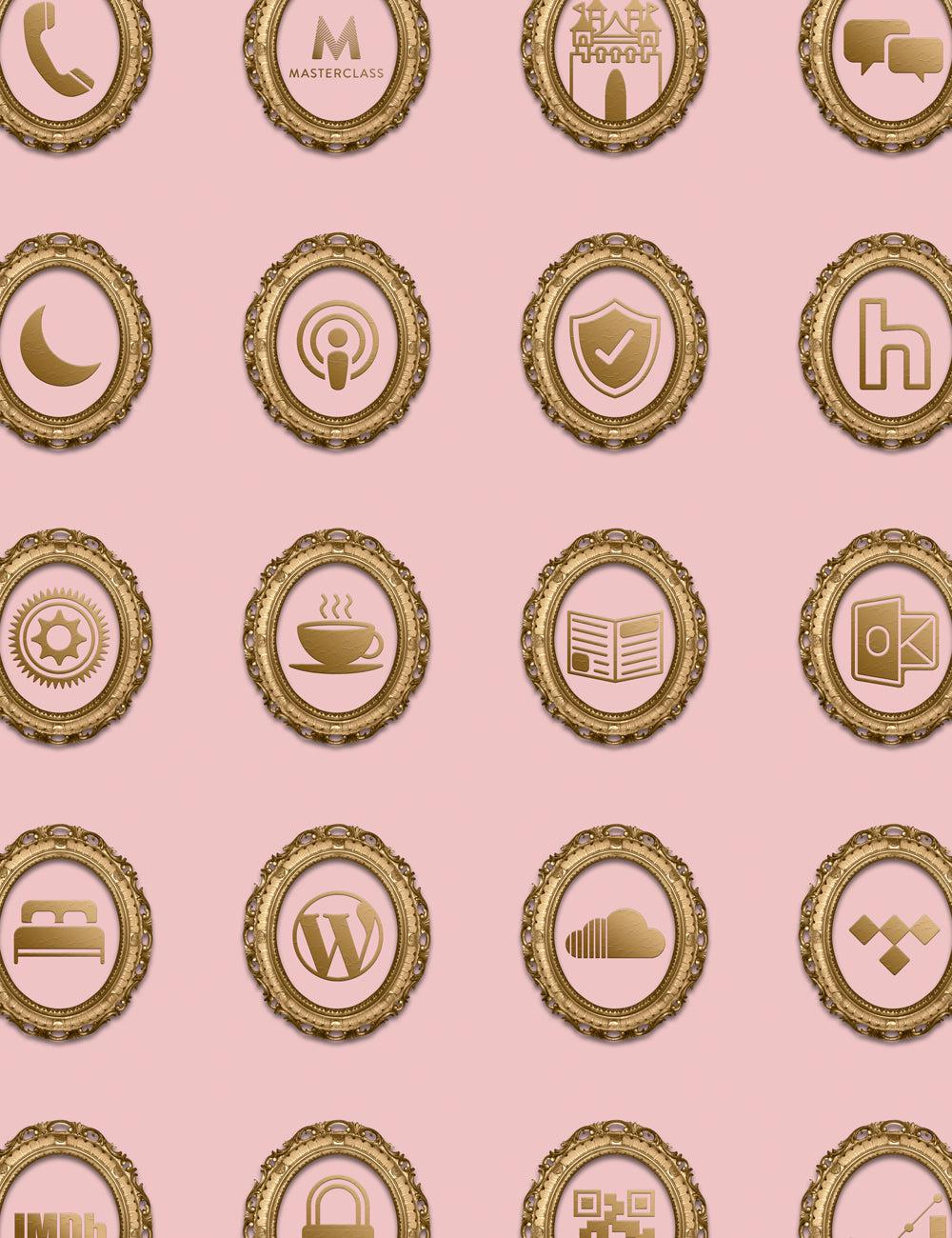 Rococo Theme iOS Icon Pack - Gold & Pink