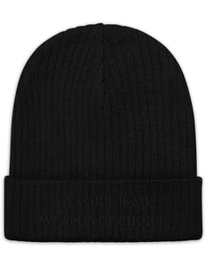 "Weapon of Choice" Ribbed Knit Embroidered Beanie