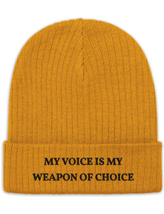 "Weapon of Choice" Ribbed Knit Embroidered Beanie